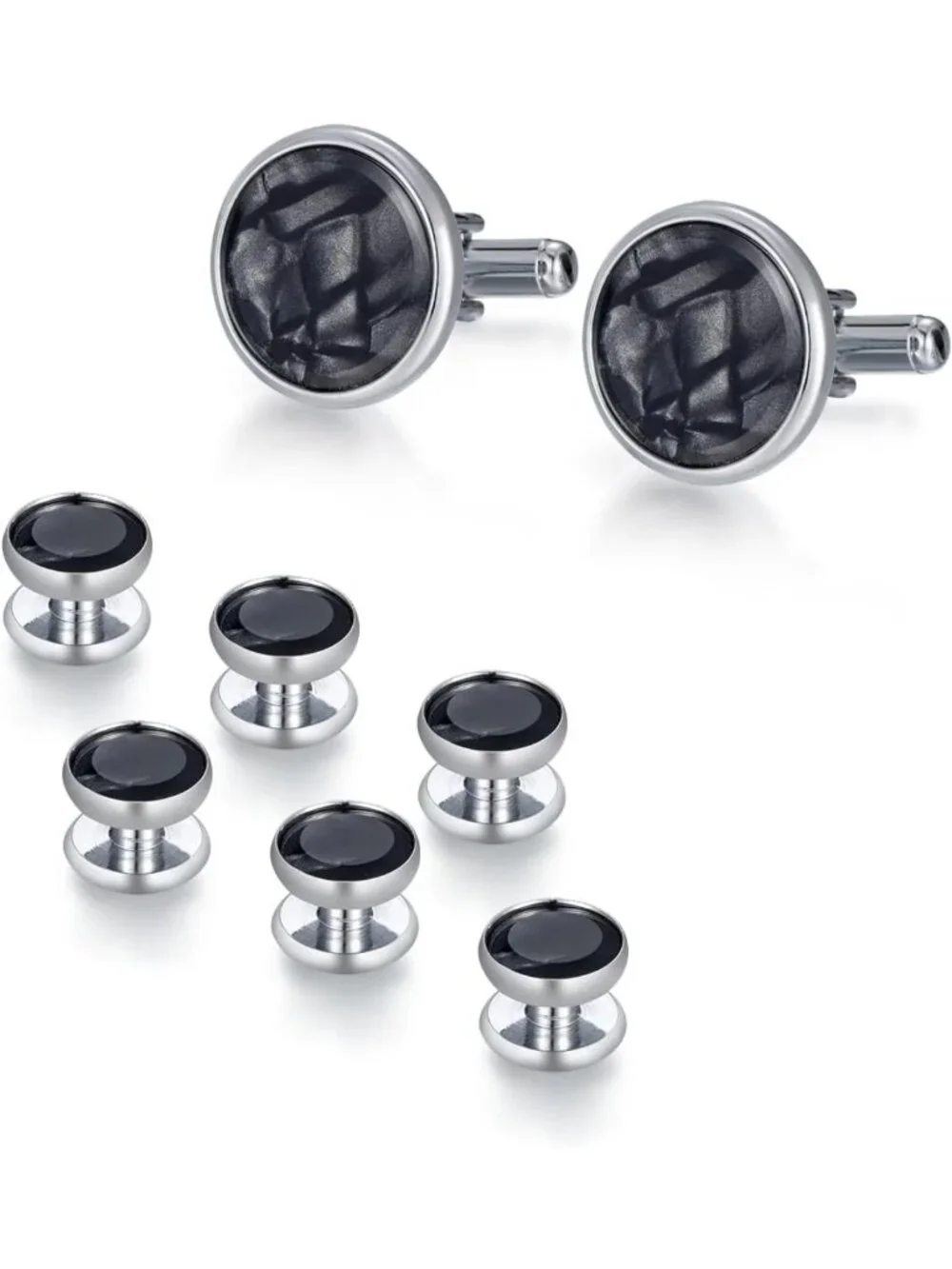Elegant Mother of Pearl Cufflinks & Studs Set for Tuxedo, Wedding & Business